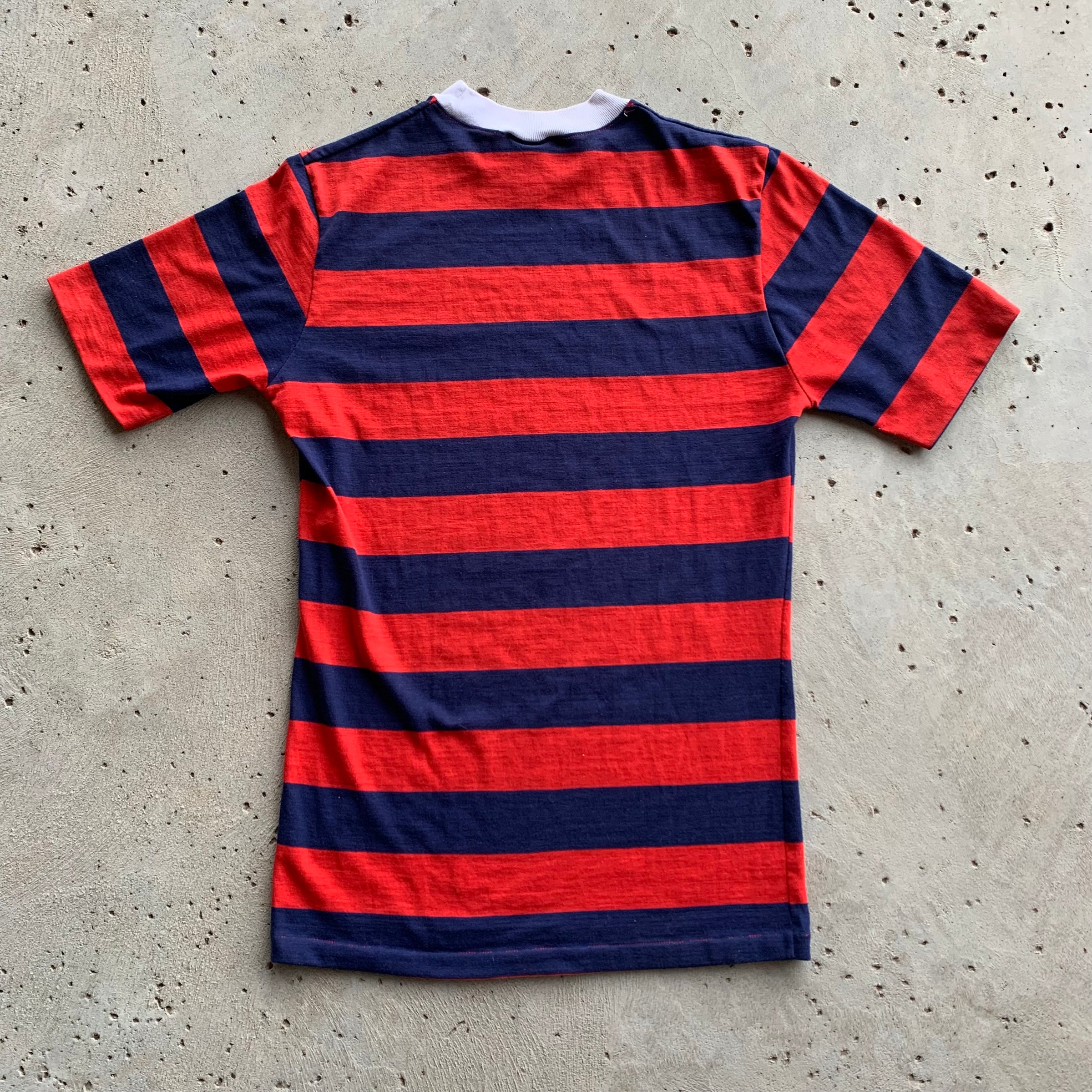 1960's/70's Jantzen Red and Blue Border Stripe T-Shirt Small
