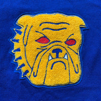 1950's Deep Blue Bulldog Patch Varsity Cardigan Sweater Medium