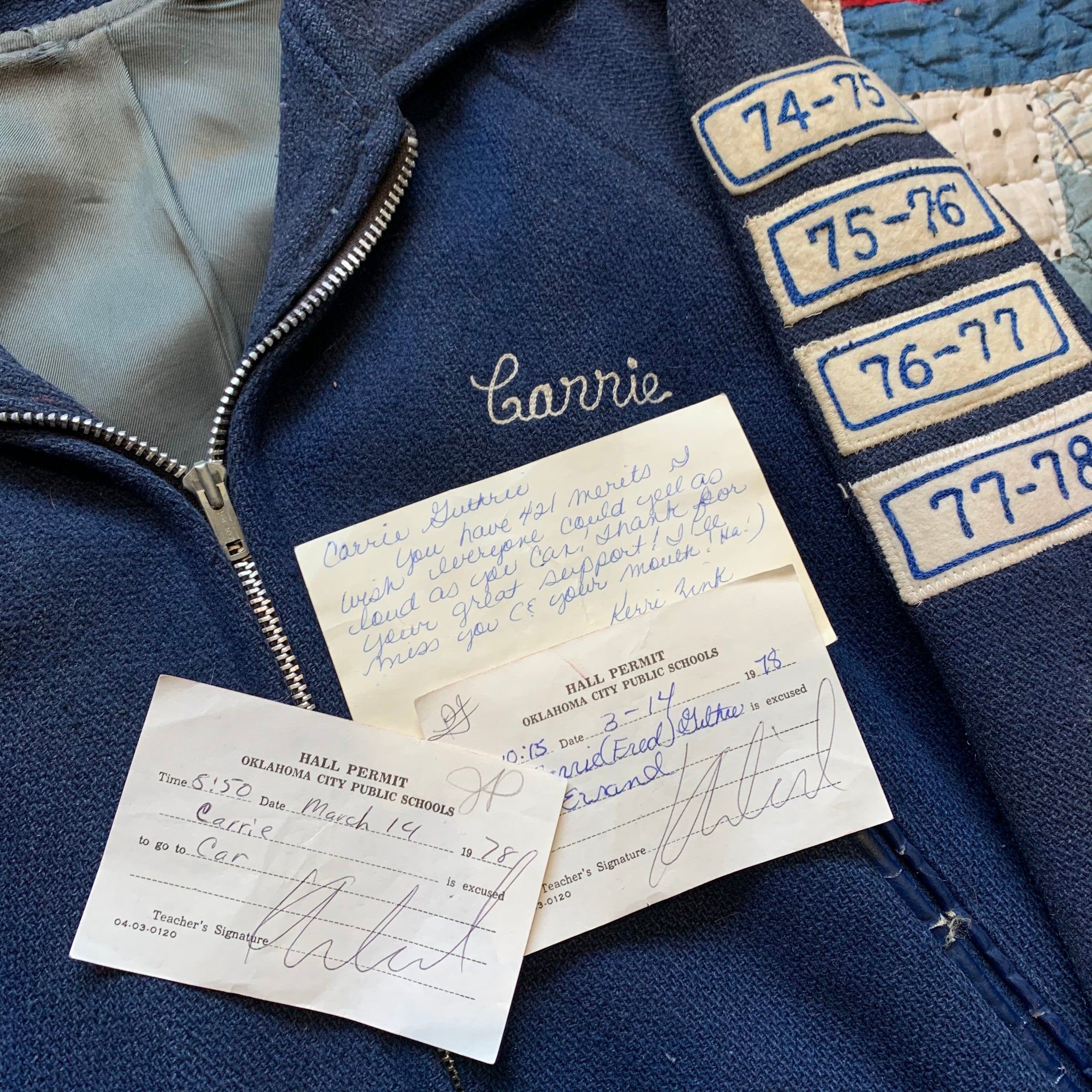 1960's/1970's Navy Wool Patched Varsity Jacket Small