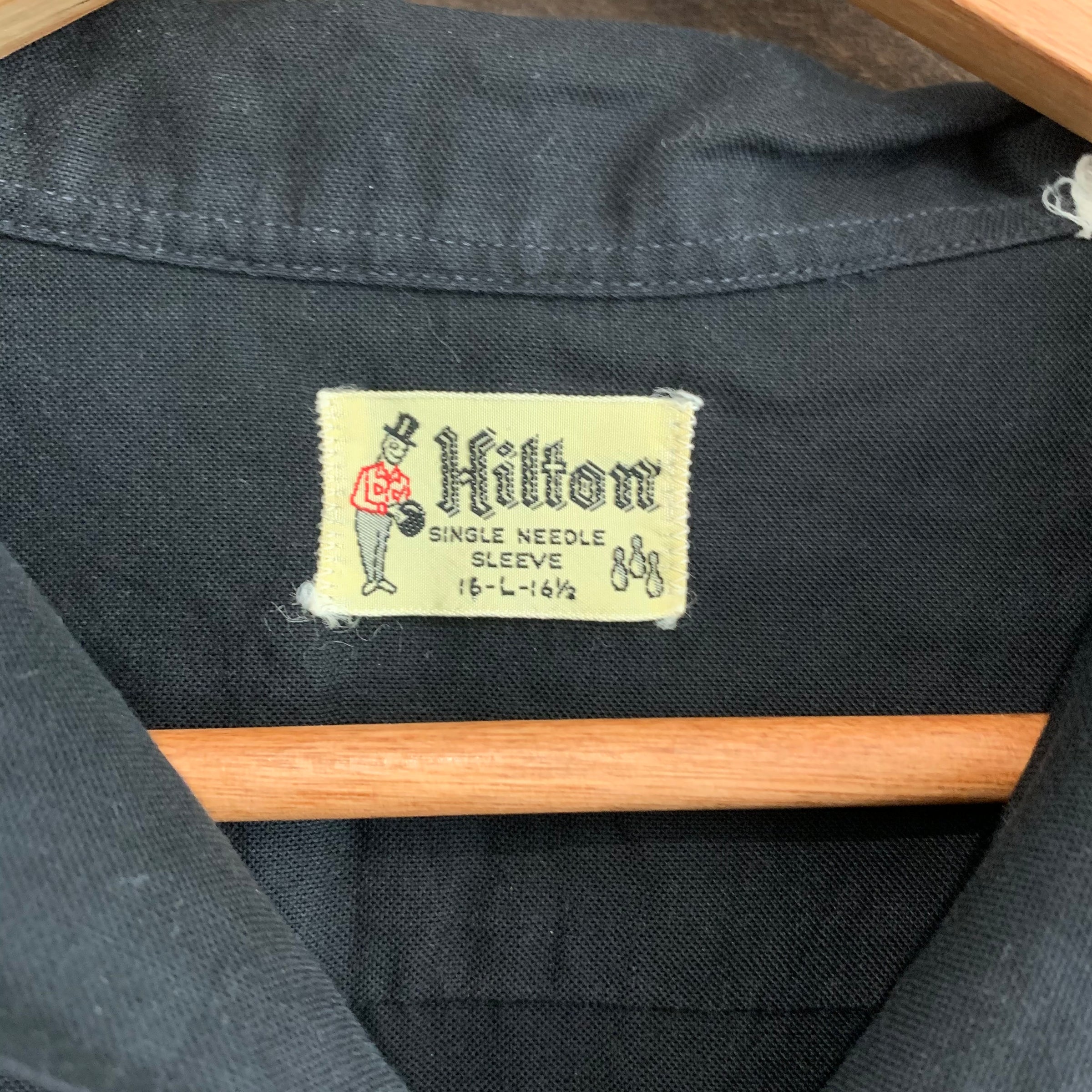 1960's The Spoilers Black Hilton Camp Collar Bowling Shirt Large