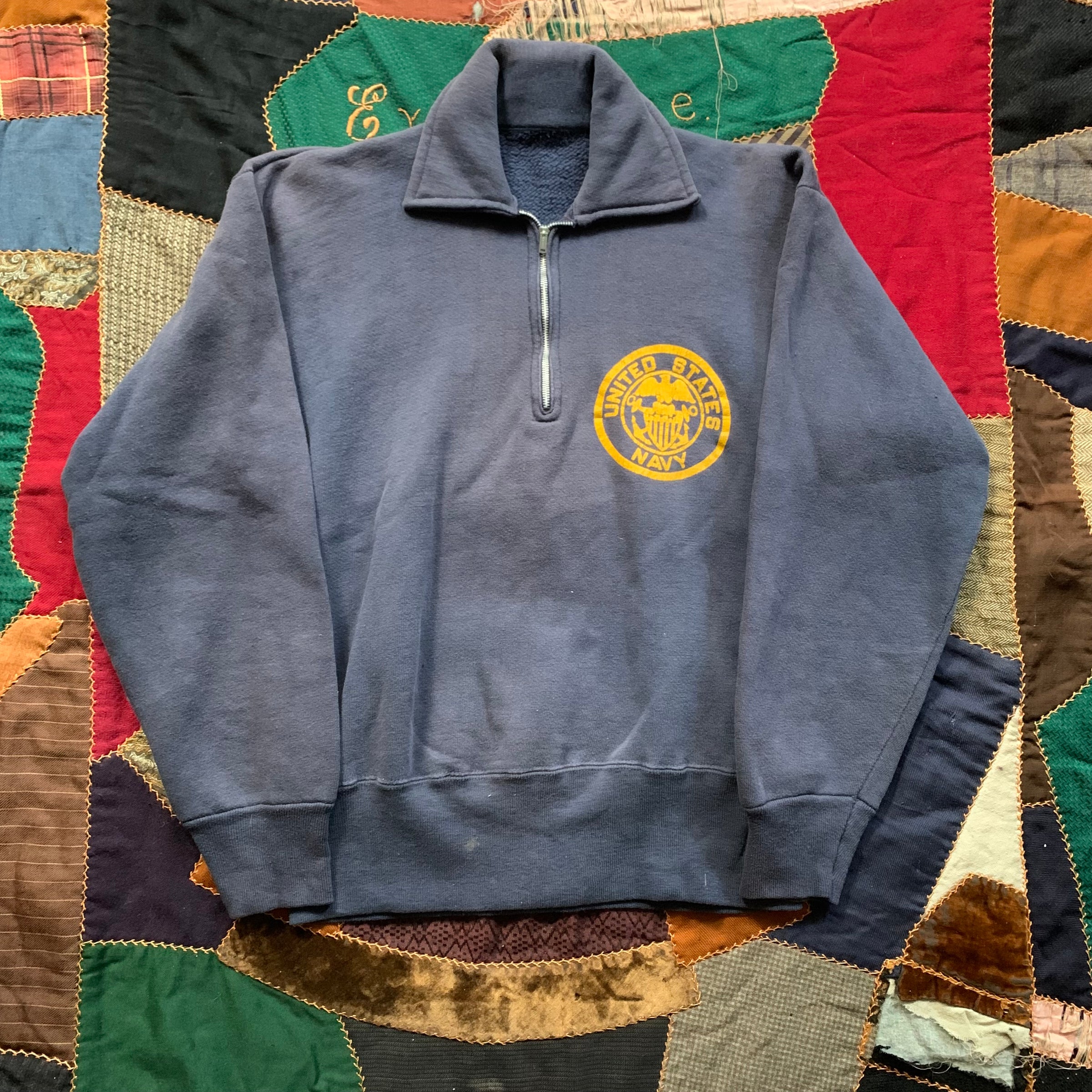 Late 1940’s US Navy Flock Print 1/4 Zip Sweatshirt