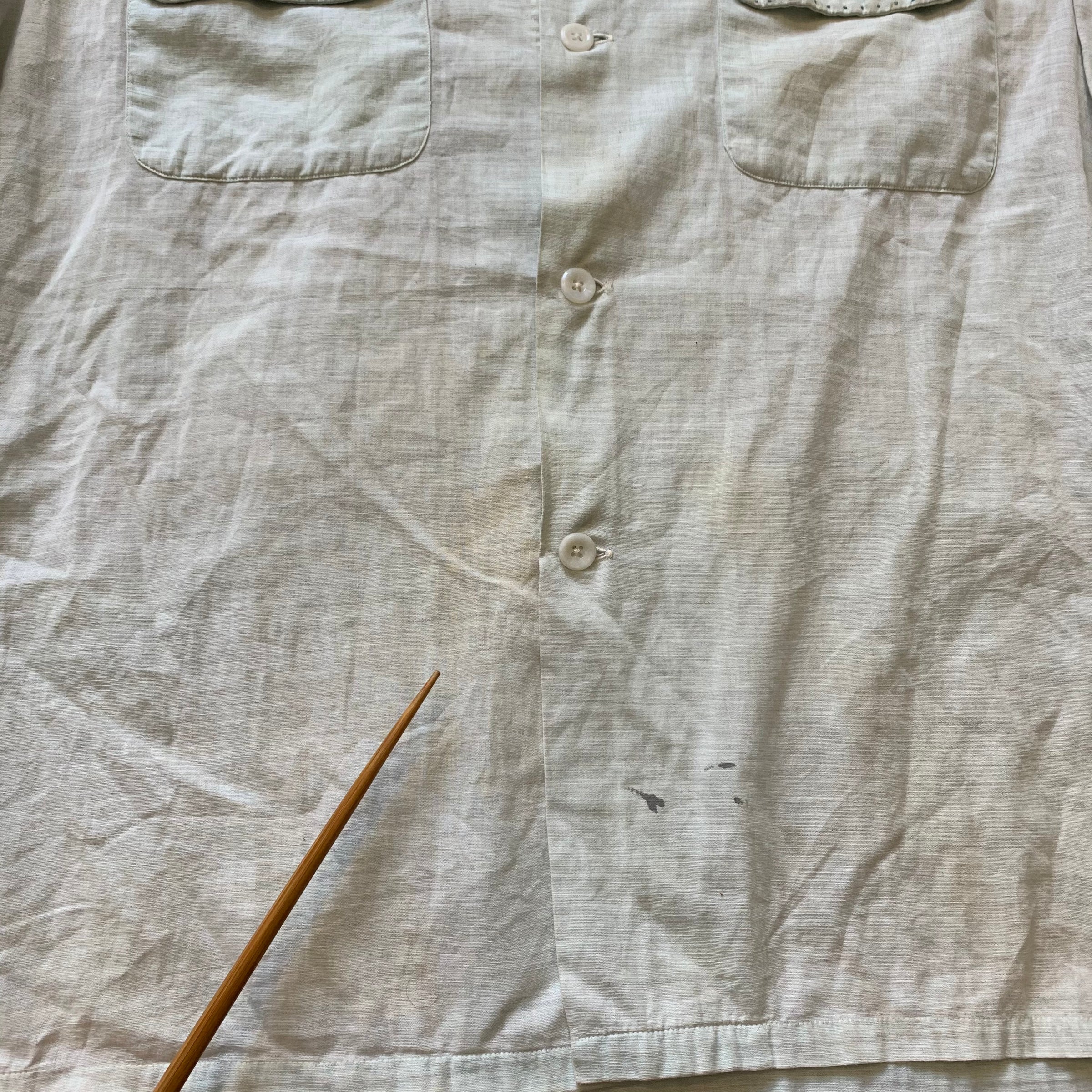 1950's Penney's Towncraft Loop Collar Cotton Linen Shirt Medium
