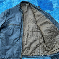 1950's Distressed Black Leather Cafe Racer Motorcycle Jacket Medium