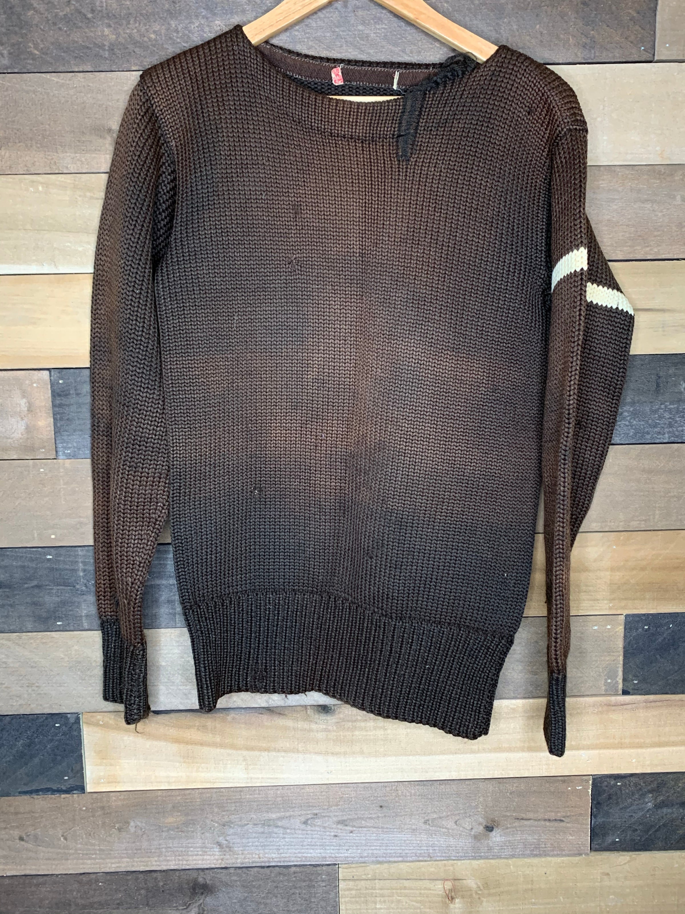 1930’s Brown Boat Neck Football Sweater S/M
