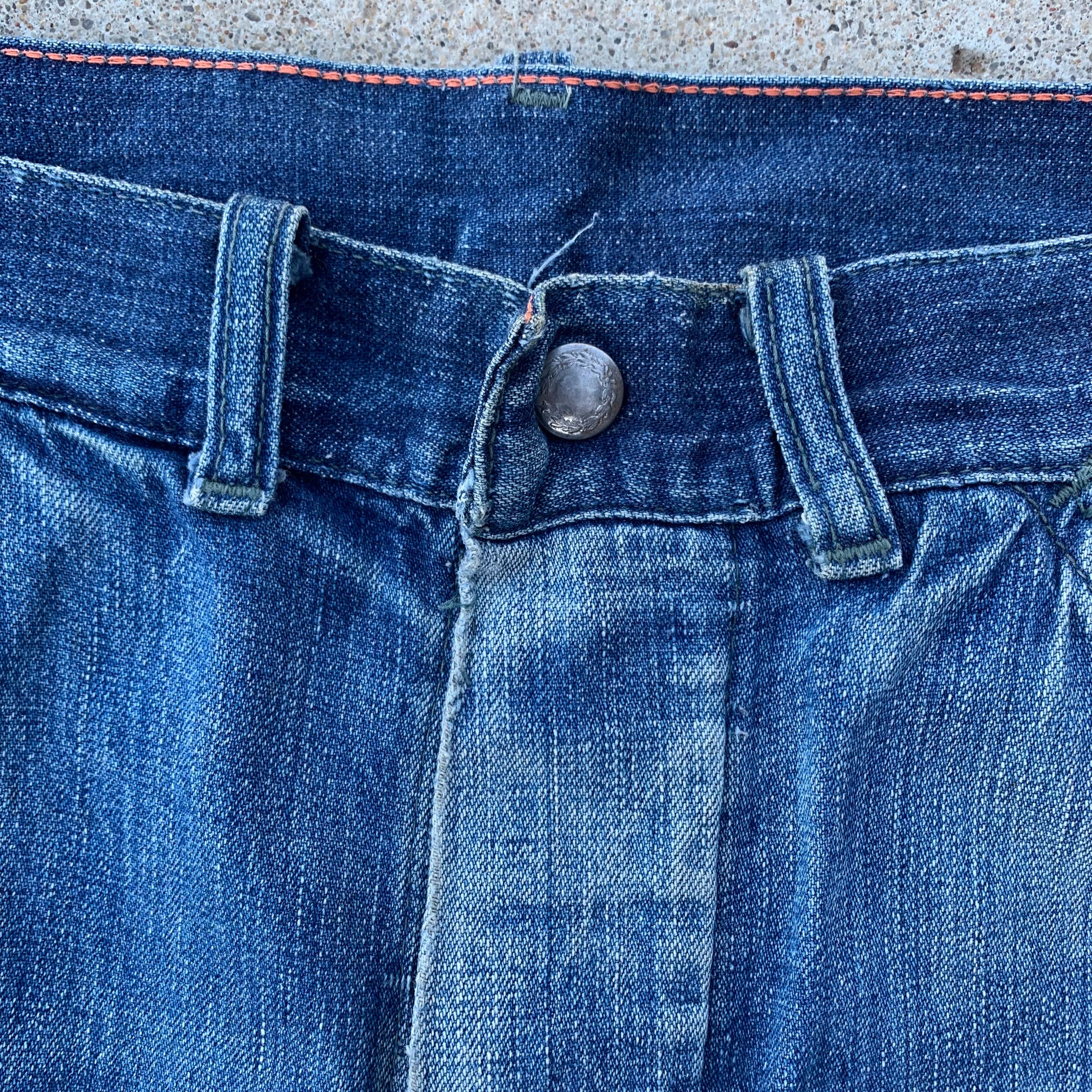 1940’s Repaired Donut Button Carpenter Jeans 32” x 30.5”