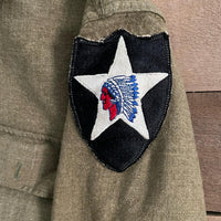 1940’s WWII US Army Wool Service Shirt with Theatre Made 2nd Infantry Patch S/M