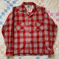 1950's Pilgrim Wool Blend Plaid Loop Collar Shirt S/M