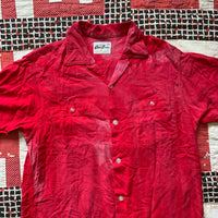 1950’s Sun-faded Red Gabardine Loop Collar Shirt Medium