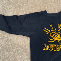1960’s Alva Babybugs Black Flock Print Crewneck Sweatshirt XS