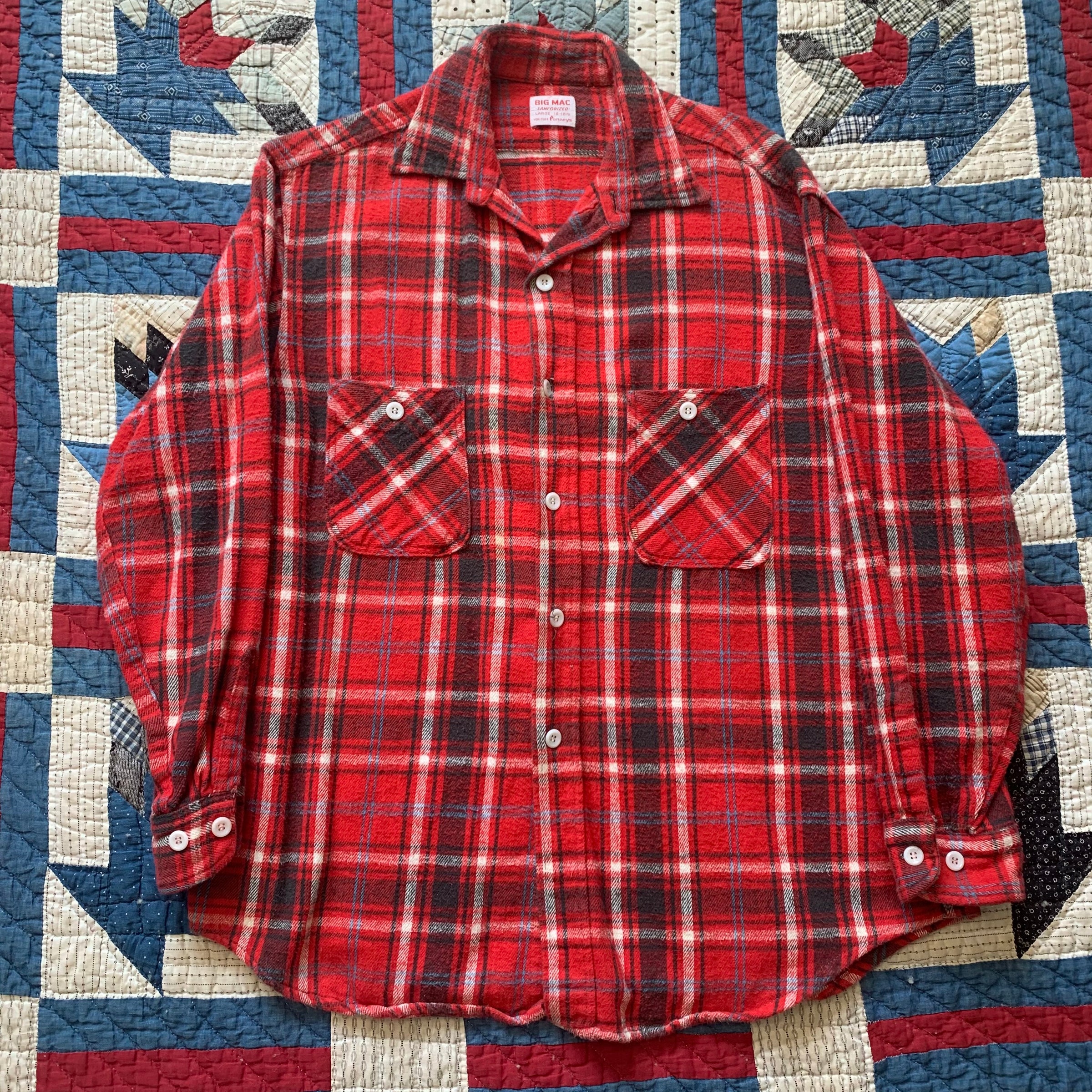 1960’s Big Mac Sanforized Red Plaid Flannel Large