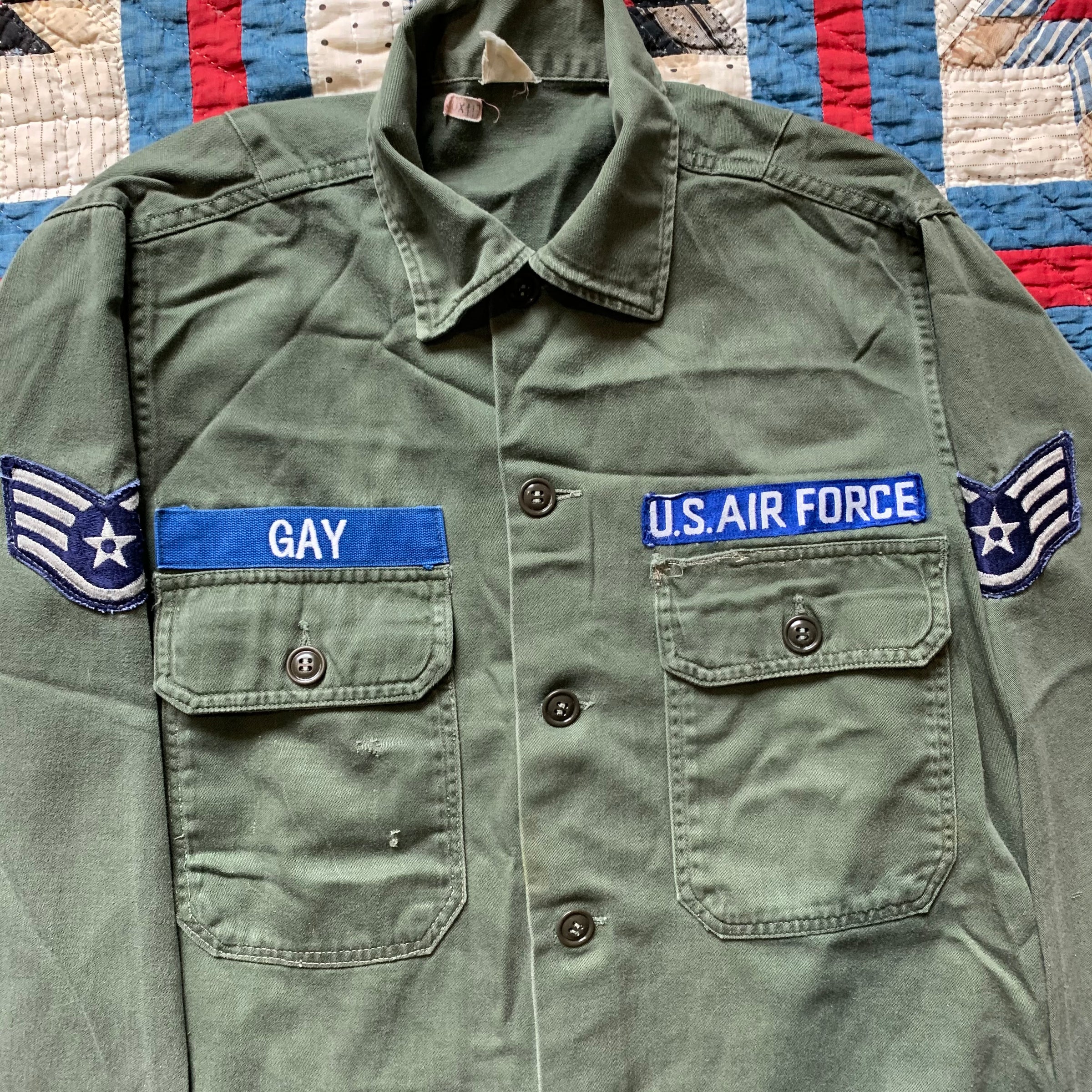 1950's/60's USAF Patched Sateen Cotten Fatigue Shirt S/M