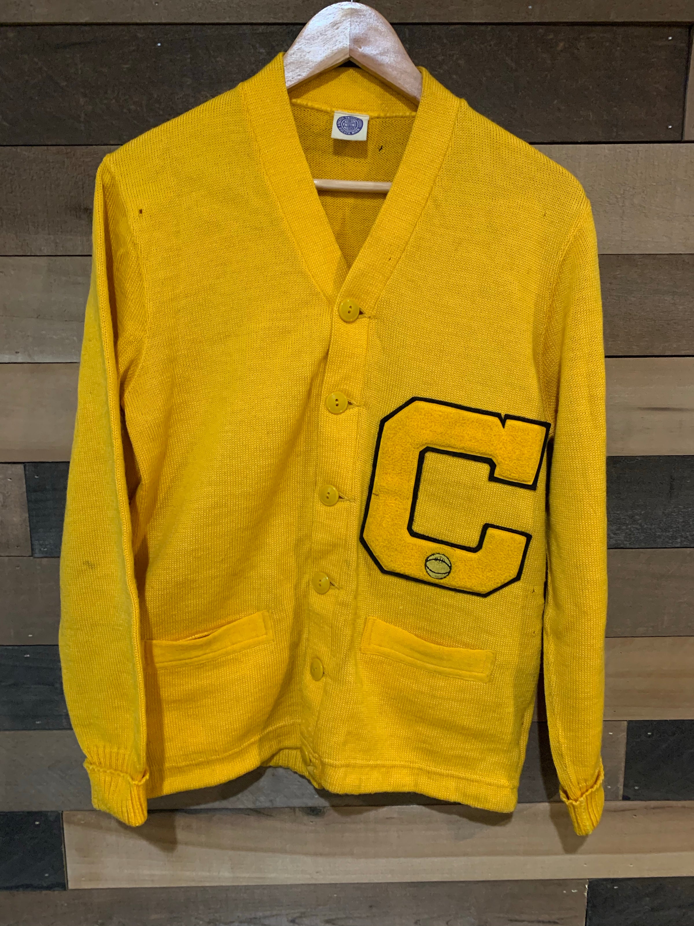 1950’s Sunflower Varsity Letterman Cardigan Sweater Medium