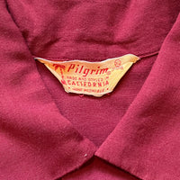 1940's Pilgrim Burgundy Rayon Loop Collar Shirt XL
