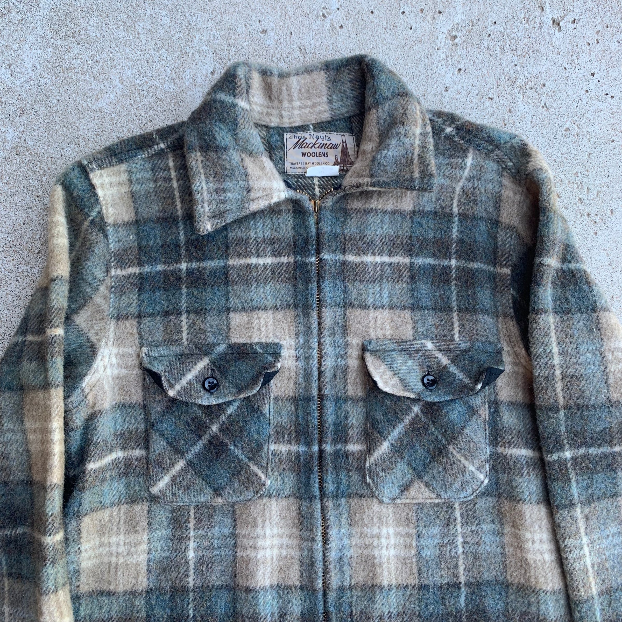 1960’s Beige Plaid CPO Wool Jacket S/M