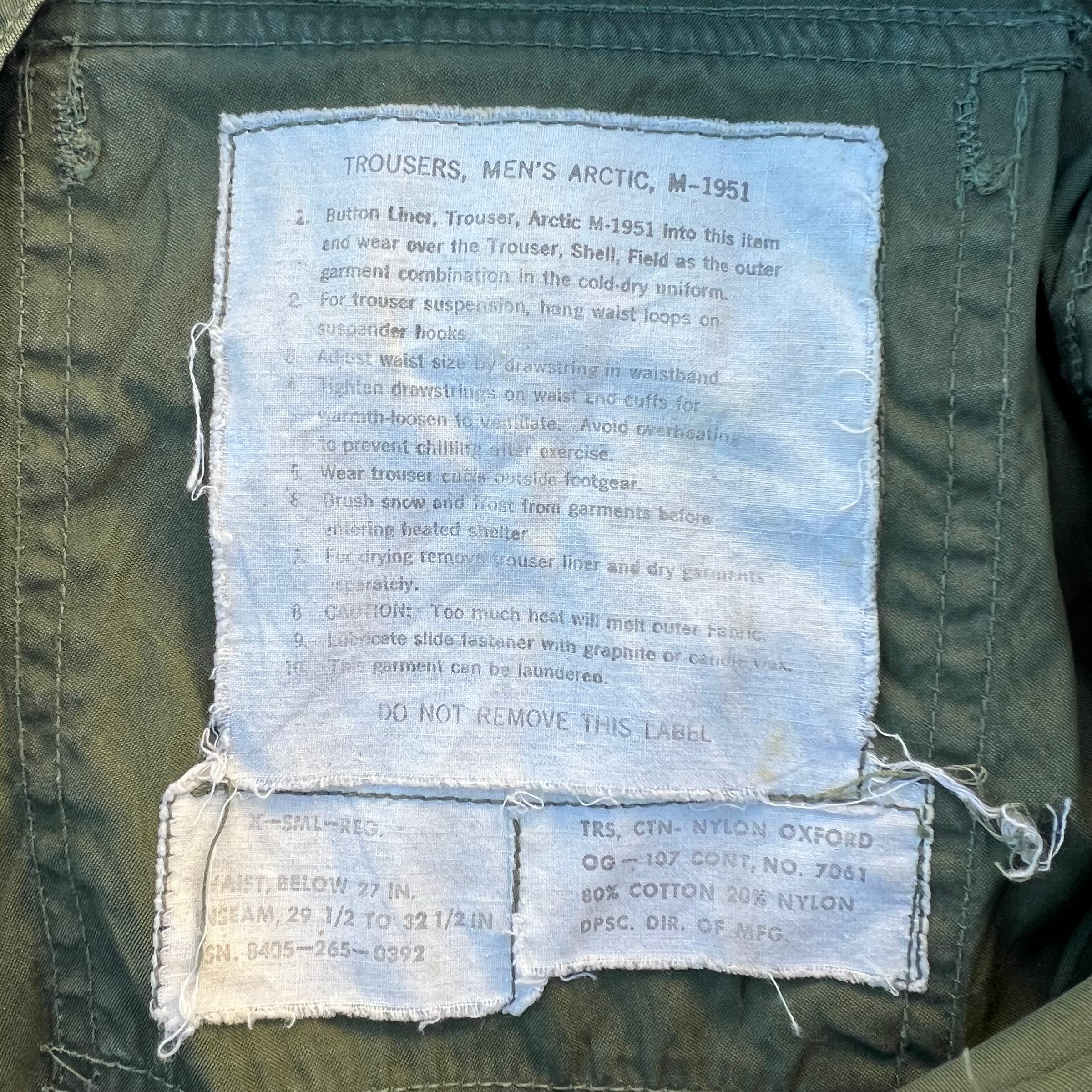 1950’s US Military M-51 Arctic Trousers XS Regular