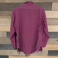 1930's Miller Striped Burgundy Sawtooth Gabardine Pearl Snap Western Shirt XS/S