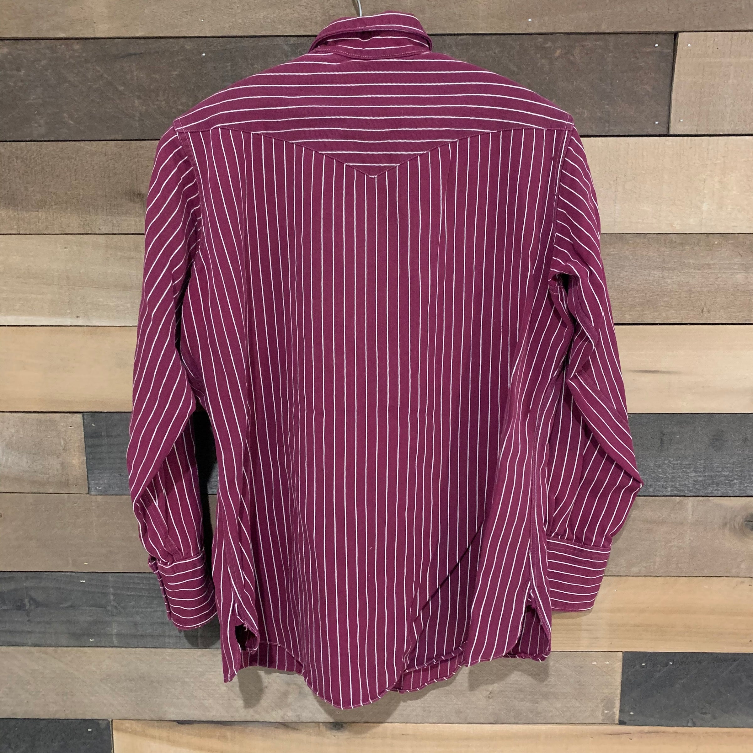 1930's Miller Striped Burgundy Sawtooth Gabardine Pearl Snap Western Shirt XS/S