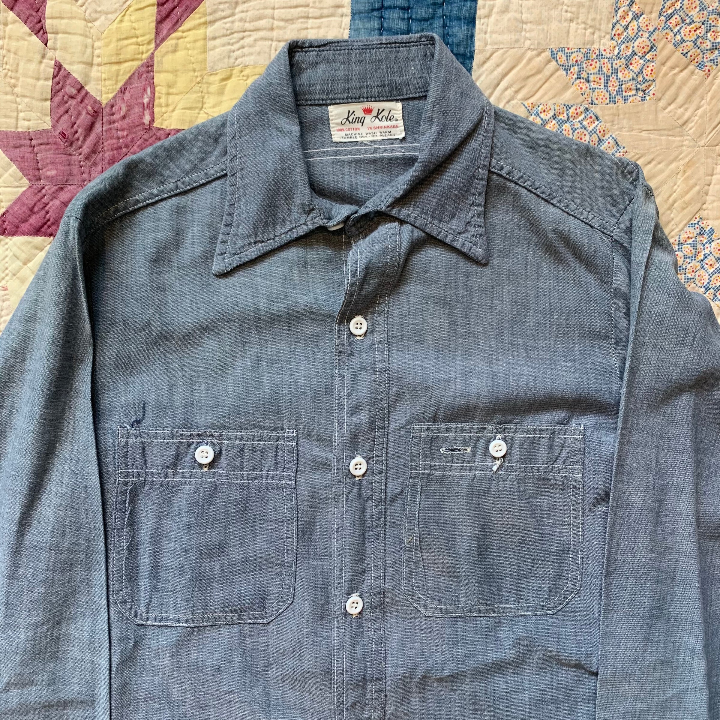1950's King Kole Chambray Work Shirt Small