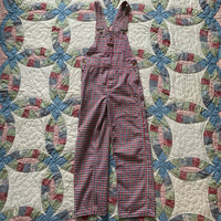 1960's Big Smith Red/Blue Gingham Plaid Overalls 30" x 28.5"