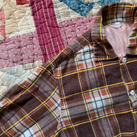 1950's Shirtwear Brown Plaid Sanforized Cotton Flannel Small