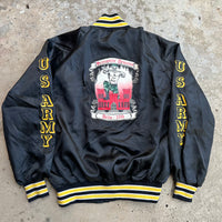 1980’s US Army 35th Engineer Battalion Screamin’ Demons Satin Bomber Jacket XL
