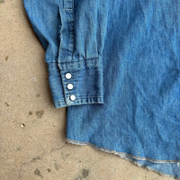 1970’s Sawtooth Pocket Denim Western Pearl Snap Shirt XL