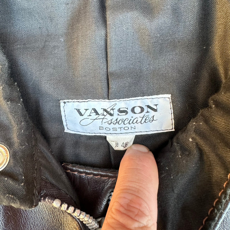 1970’s Vanson Cafe Racer Leather Motorcycle Jacket Size 48