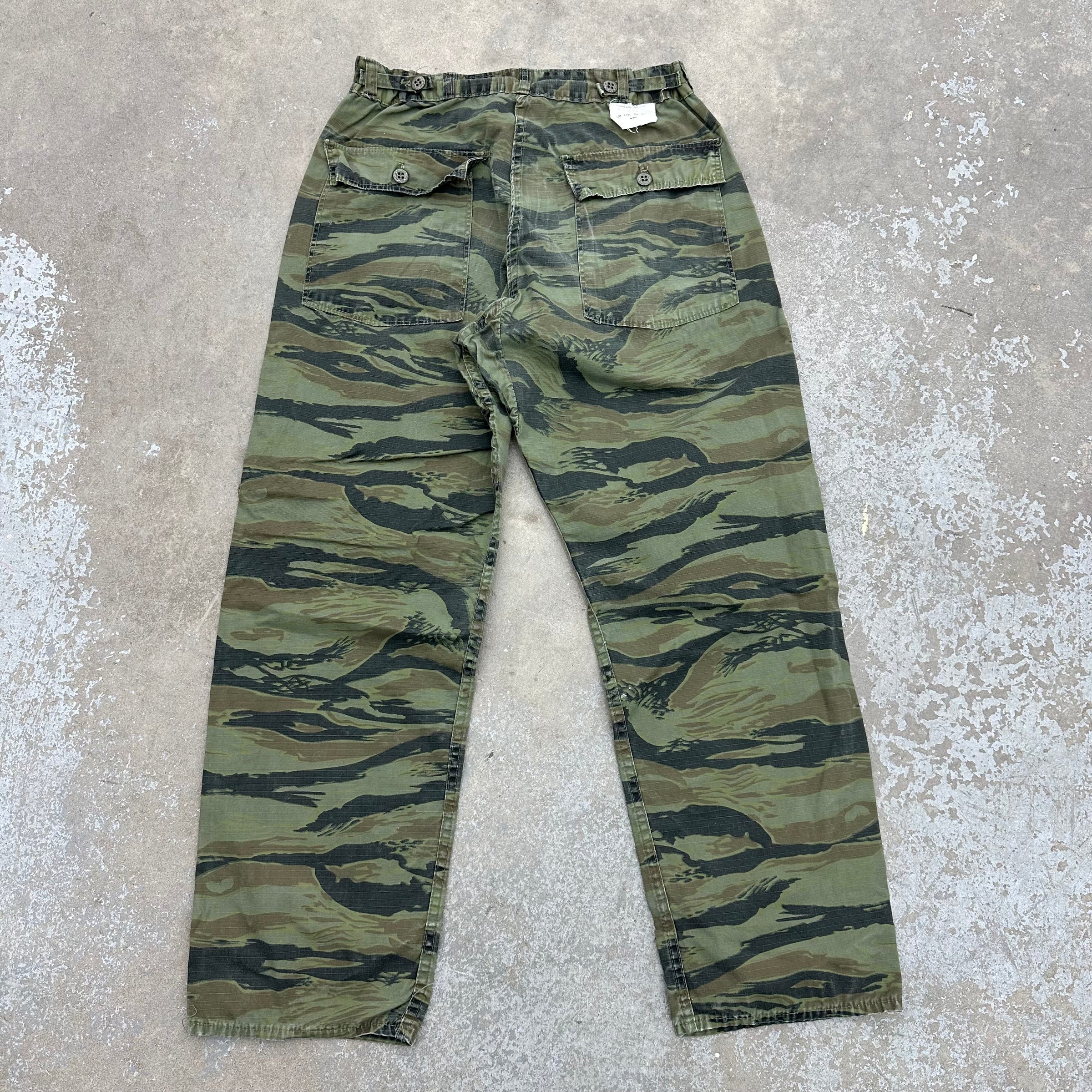 1970’s Civilian Ripstop Tiger Stripe Camo Fatigue Pants 30” Waist