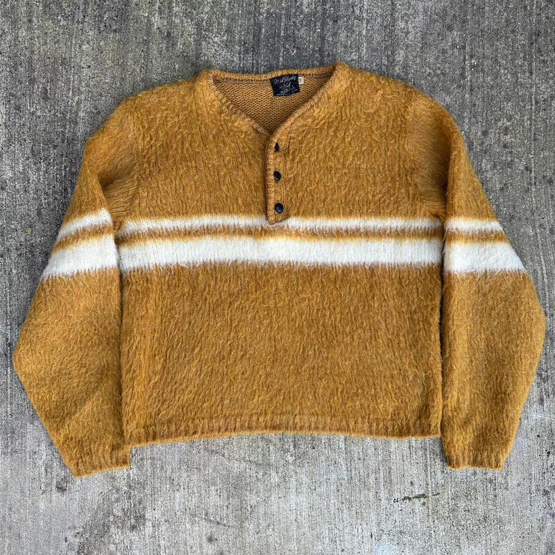 1960’s Henley Style Mohair Blend Cardigan Medium