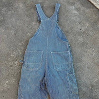 1940’s Thrashed Round House Hickory Stripe Overalls 34” Waist