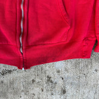 1970’s Faded Red Cotton Zip Up Hooded Sweatshirt Small