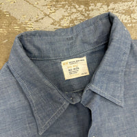 1970’s Seagull Painted Montgomery Ward Chambray Shirt Large