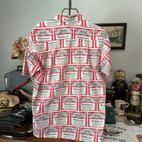 1960’s/70’s Budweiser All Over Print Loop Collar Short Sleeve Shirt