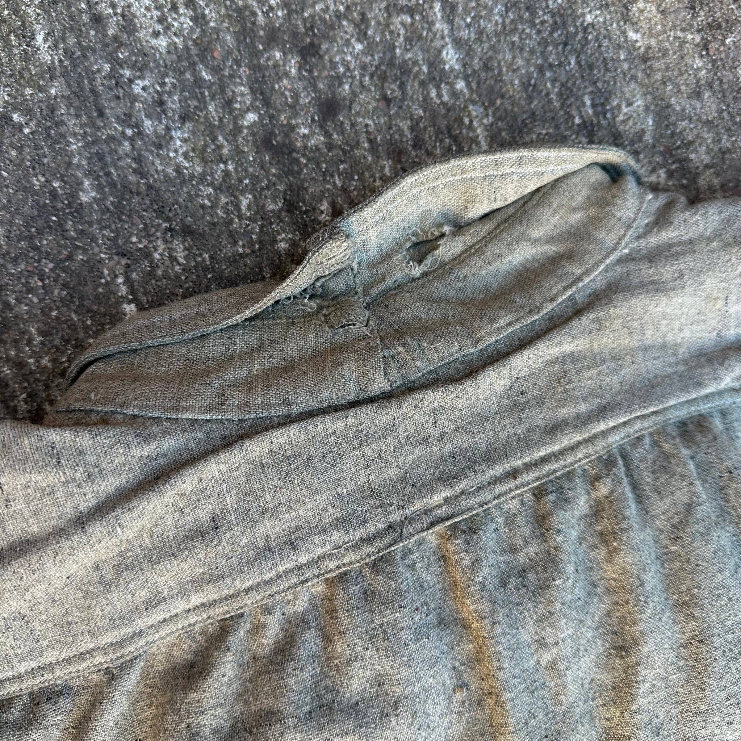 1910’s/20’s Grey Flax Wool Pullover Work Shirt XL