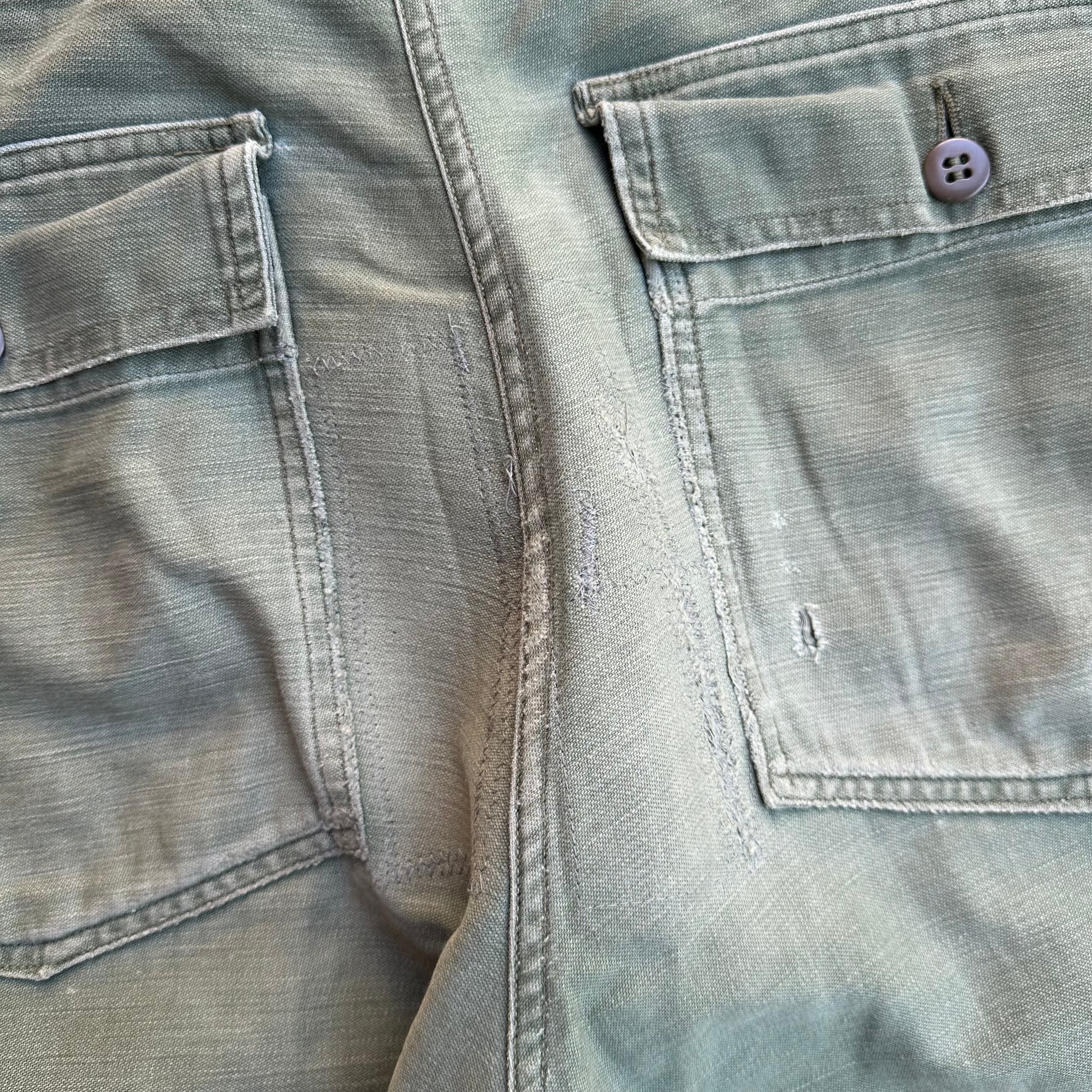1960’s Vietnam War Repaired OG-107 Fatigue Pants Medium