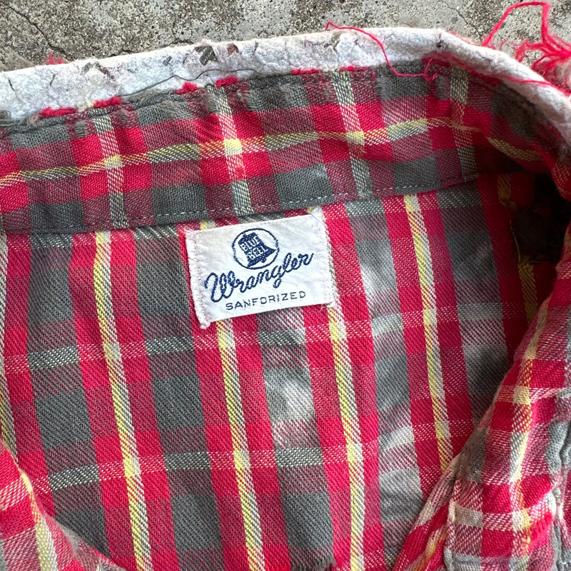 1950’s Thrashed Blue Bell Wrangler Cotton Flannel Shirt Large