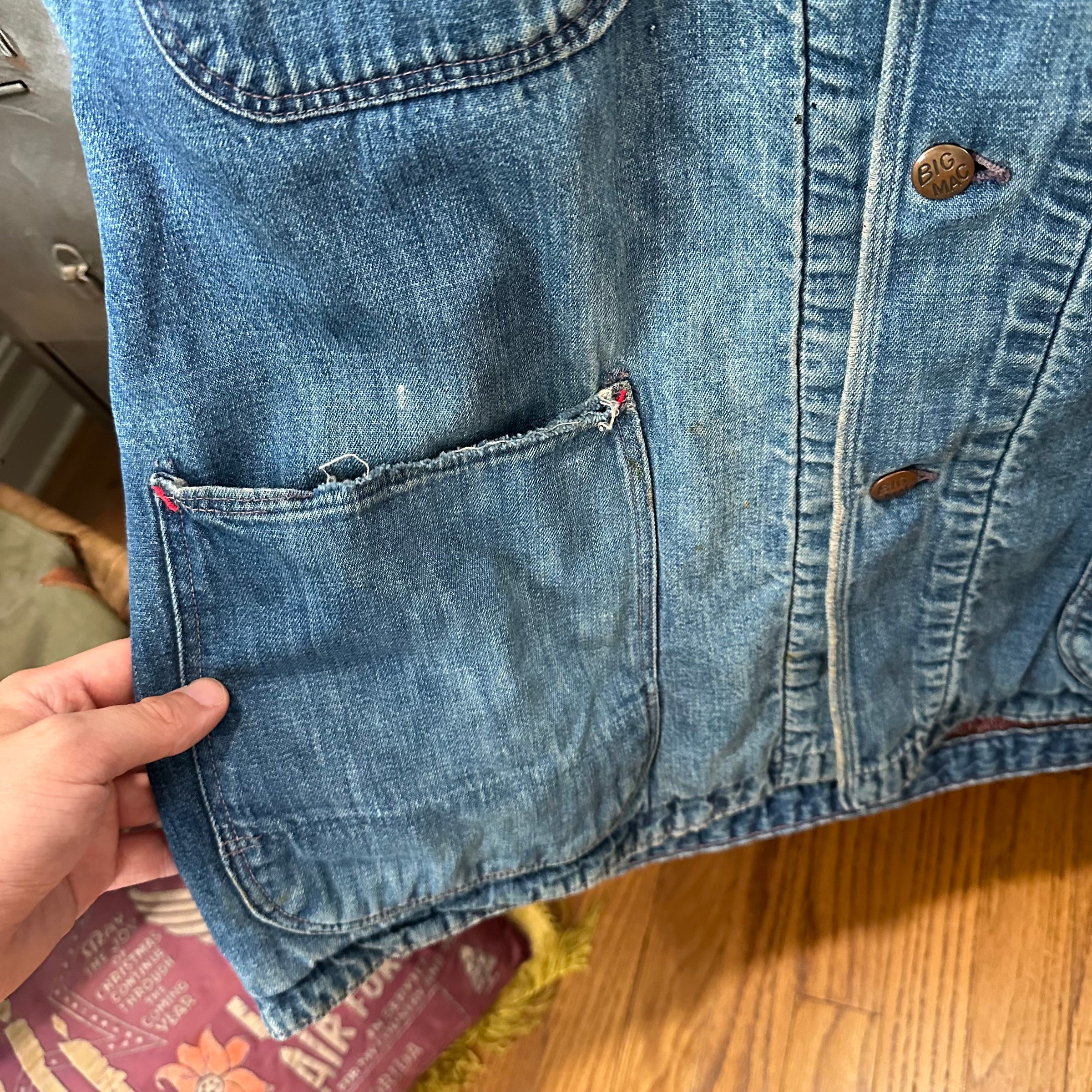 1960’s Penney’s Big Mac Blanket Lined Denim Chore Jacket 25” Chest