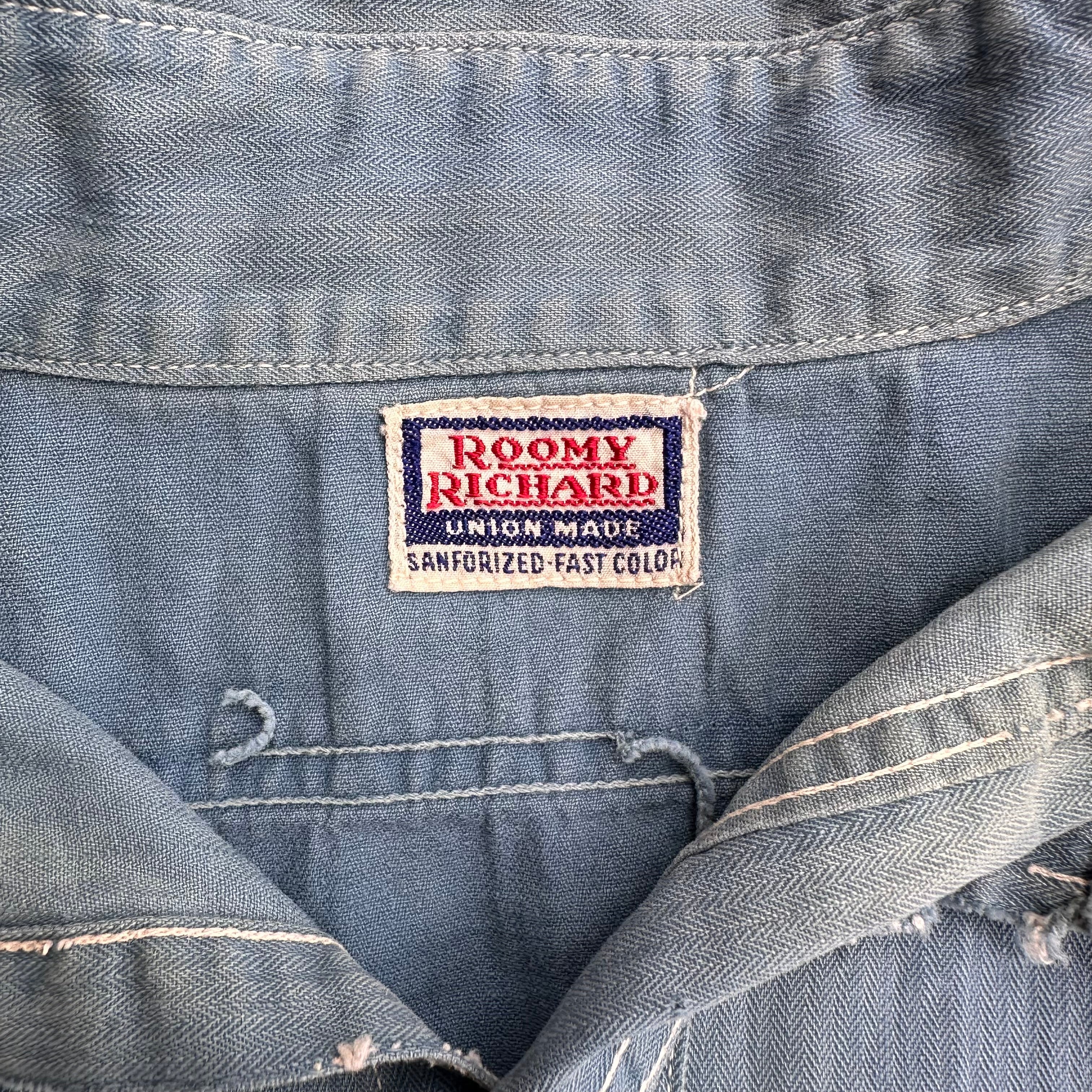 1940's Roomy Richard Blue HBT Work Shirt Large – Little Chum