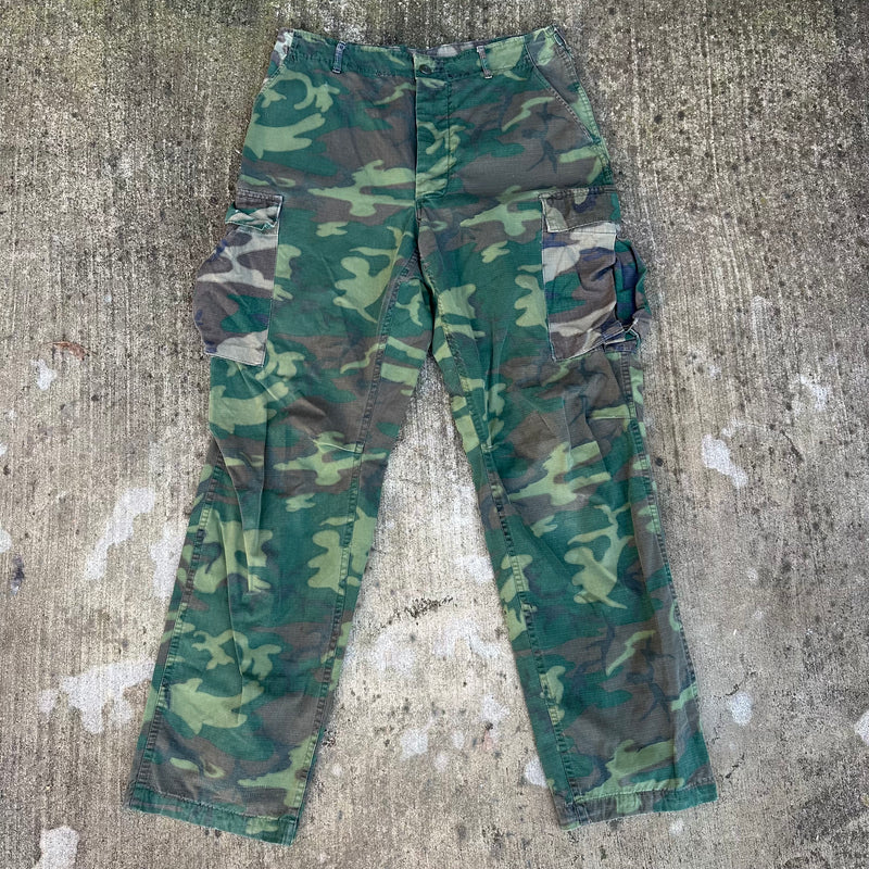 1970’s Multi-Tone “Clown” Camo ERDL/Woodland RDF Jungle Pants Medium Long