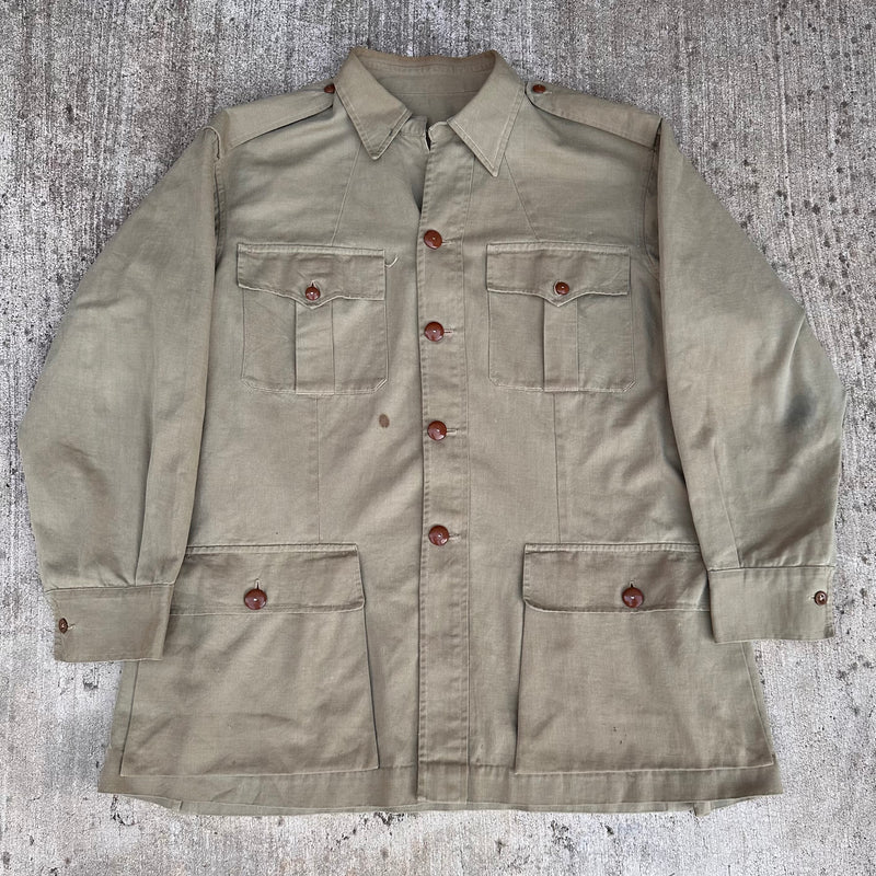 1930’s/40’s Change Button Khaki Cotton Bush Jacket Large