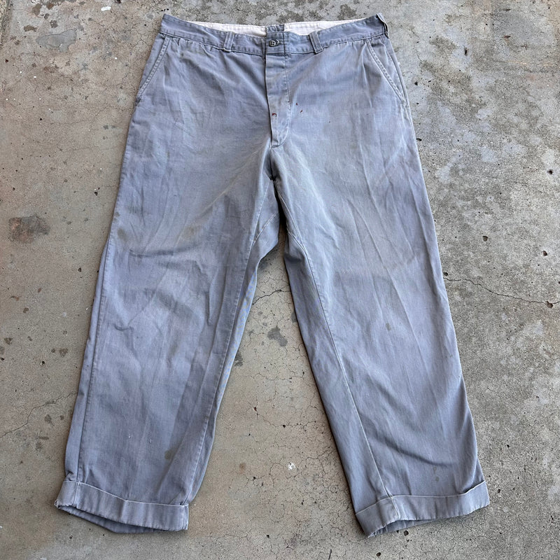 1950’s Grey Cotton Work Pants 36” x 27”