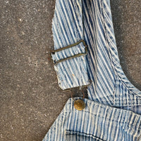 1950’s Thrashed Anthony’s Buckhide Hickory Stripe Overalls 38” Waist