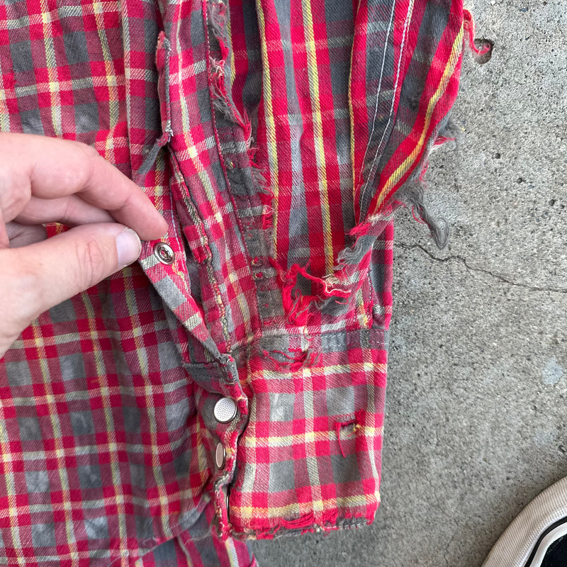 1950’s Thrashed Blue Bell Wrangler Cotton Flannel Shirt Large