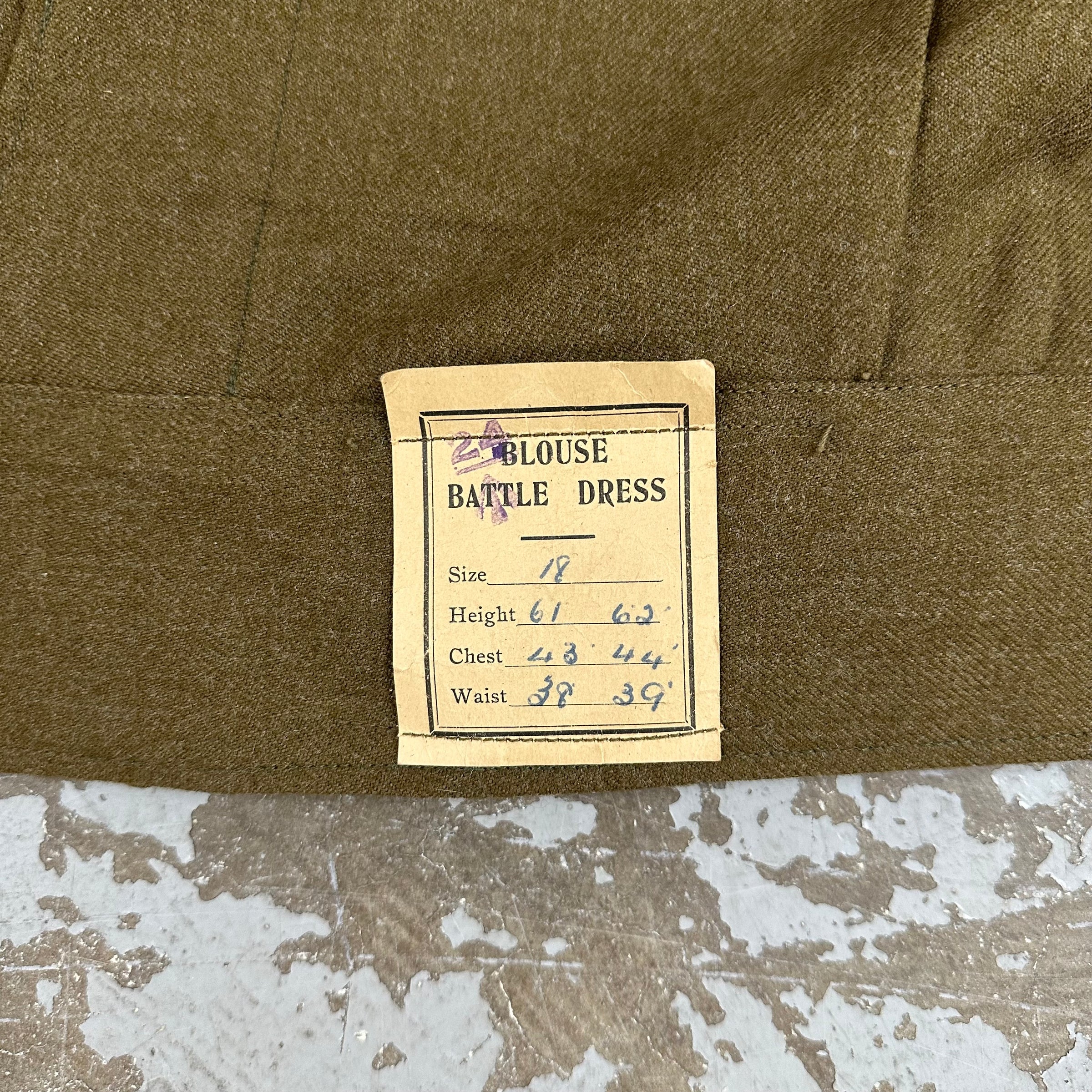 1950’s Deadstock Australian Battle Dress Blouse Jacket Size 18