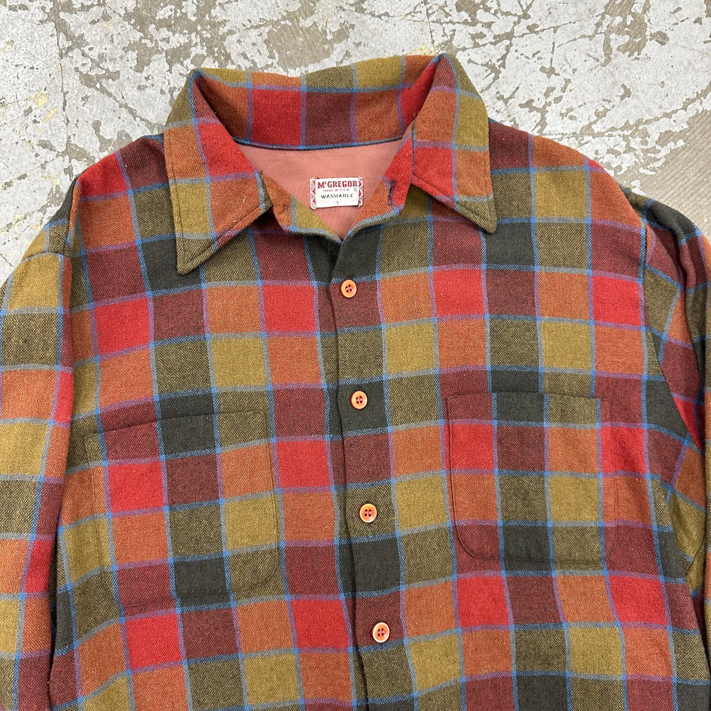 1960’s/70’s McGregor Wool Plaid Shirt Large