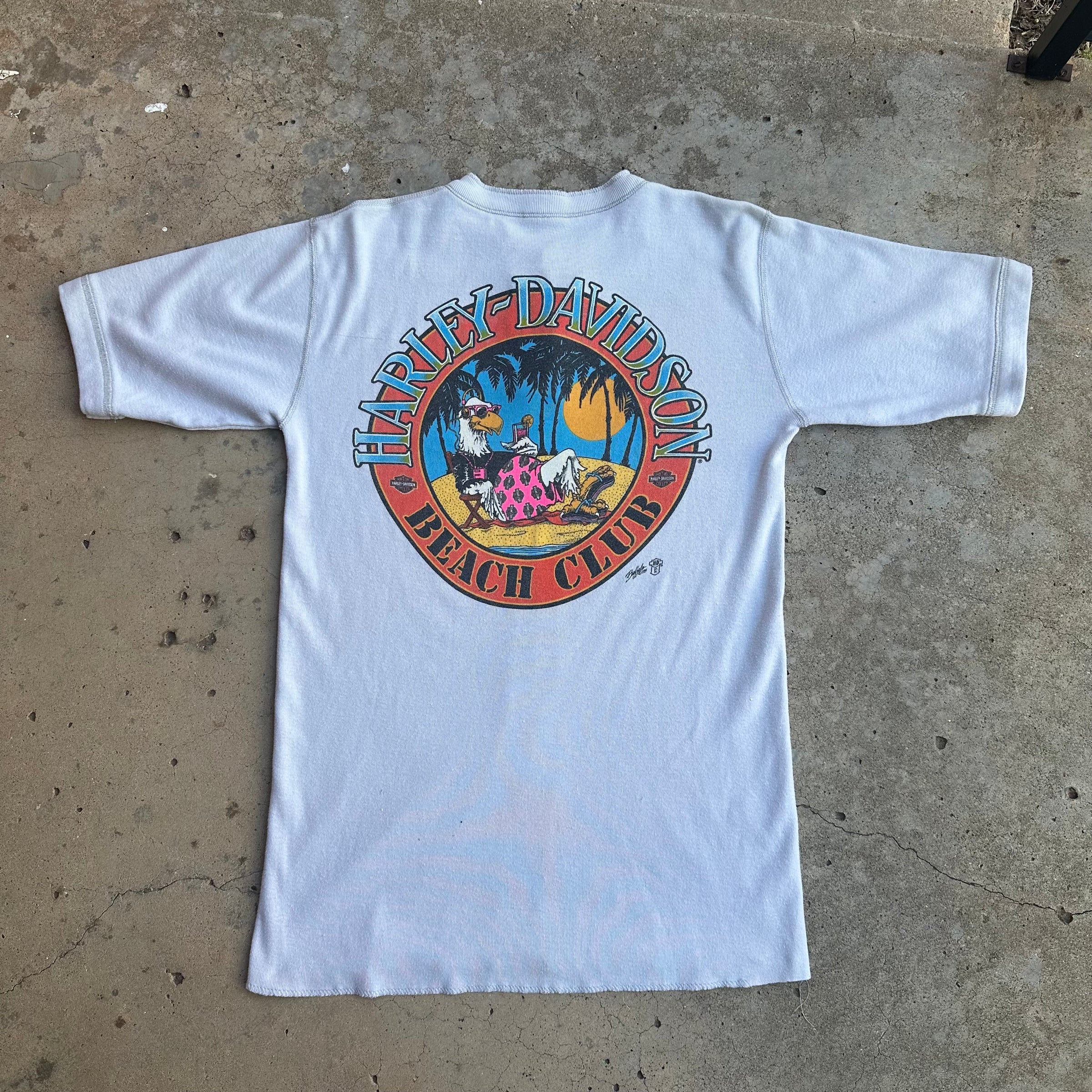 1980’s Harley Davidson Beach Club Short Sleeve Henley T-Shirt Medium