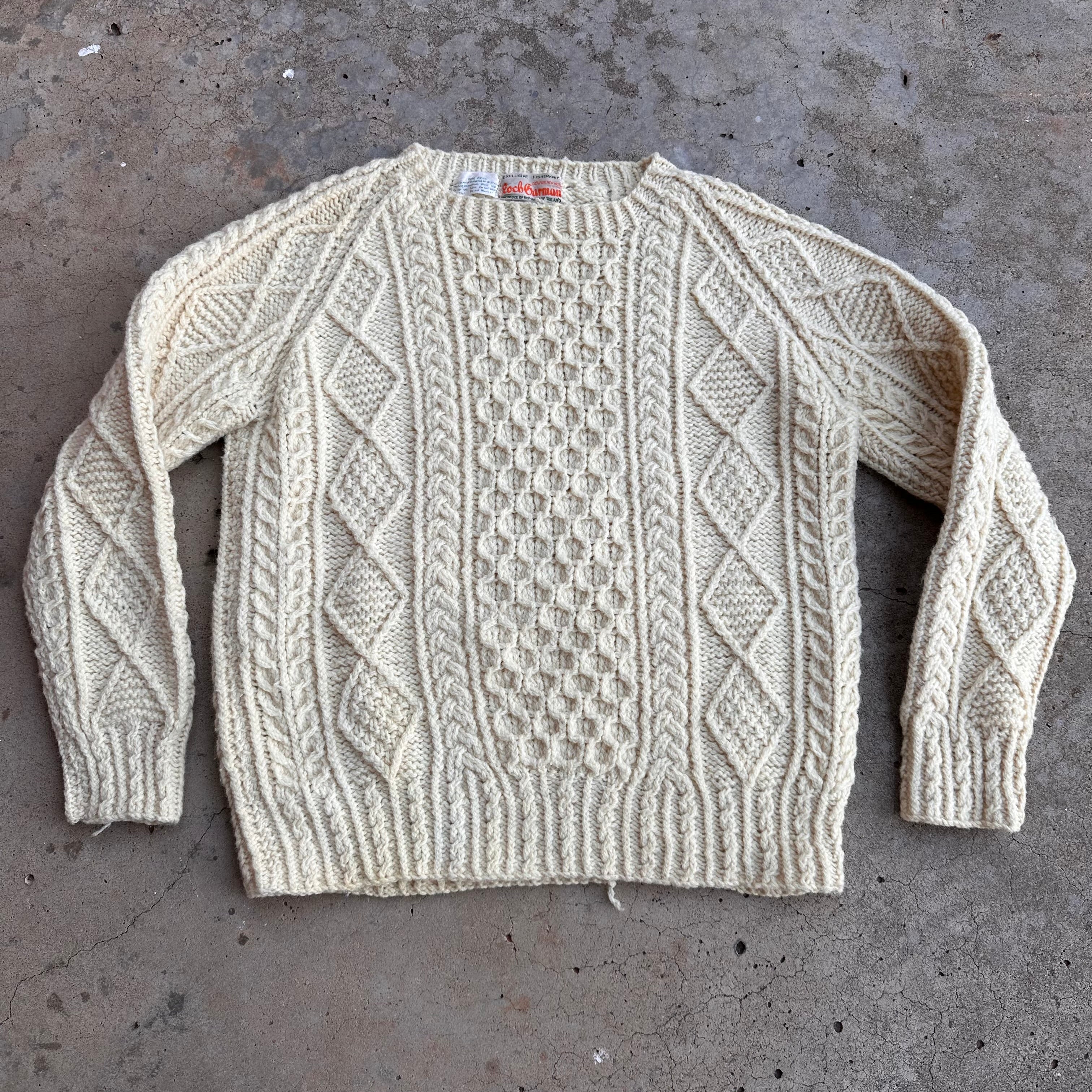 Vintage Gray Hand Knit Aran Fisherman buy Sweater