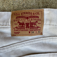 2000’s Deadstock Levi’s 505 White Corduroy Pants 33” x 32”