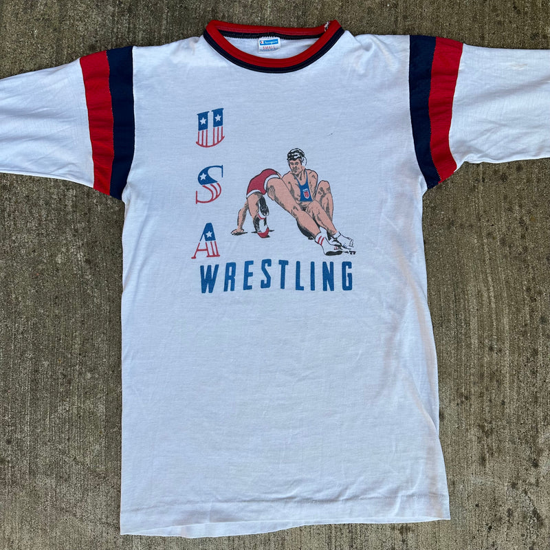1970’s Champion Blue Bar USA Wrestling T-Shirt Small
