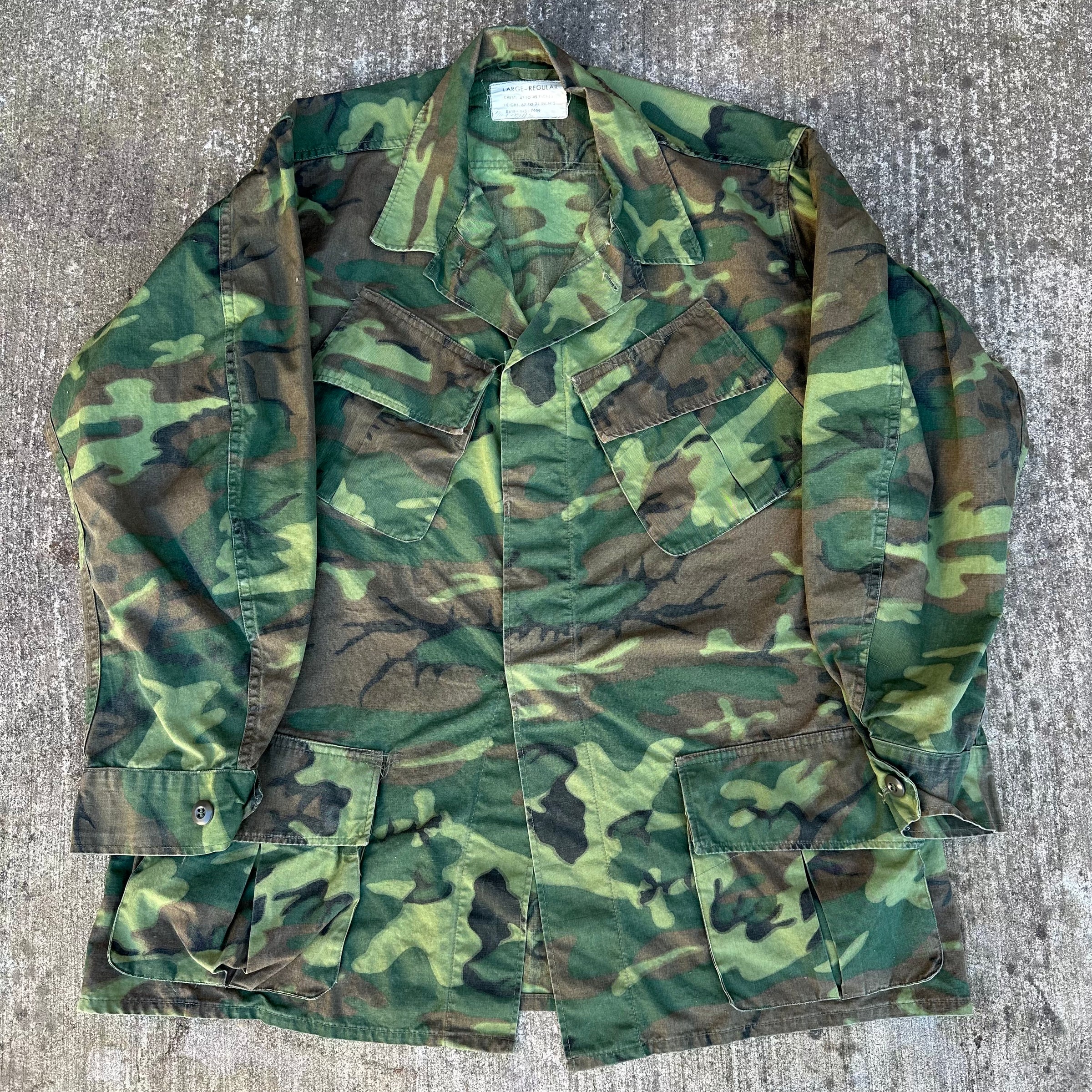 1960’s Vietnam War Poplin ERDL Camo Jungle Jacket Large Regular